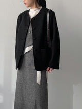 [2oz lining] Hairy wool round jacket