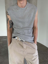 Ribbed muscle knit sleeveless(5color)