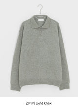 Huble Color Button Wool Collar Over Knit