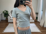 soft v crop tee