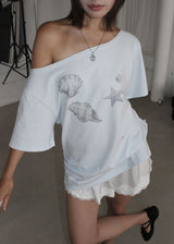 SHELL SHIRRING OFF TEE