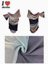 Santori chiffon off-shoulder sleeveless T-shirt