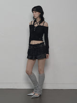 BUBBLE TUTU SKIRT PANTS BLACK