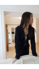 Night blue tweed cardigan (jacket)