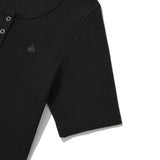 KIRSH PLAIN SLIM FIT HENLEY NECK T-SHIRT - BLACK 