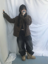 Fingerhole line hooded half zipup