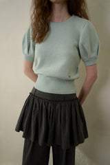 Slim button half knit_mint