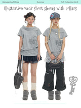 BETWEENAND  オリジナル サマー グレー カラー ショートスリーブ Tシャツ