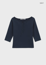 [B-BASIC] Tension Standard Henley Neck 3/4 Sleeve T-shirt (2size)