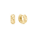 small bold textured hoop 14k gold plating + 925 silver earrings E063-06G