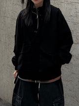 high neck two-way pocket short field jacket
