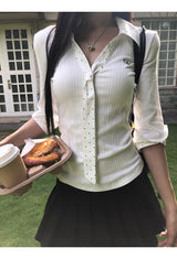 ドットタイVネックカラーシャツ