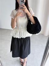 flowery wrinkle blouse (2color)