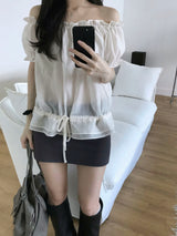 Powder Off-Shoulder Blouse (3 colors)