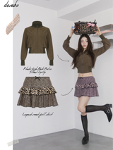 Leopard sweet frill skirt