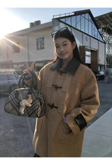 wool butler toggle half-wide coat
