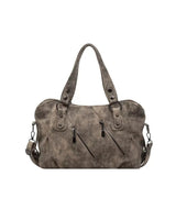 (UNISEX) Diagonal Zip Leather Tote Bag