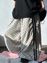 KOREAN/HIGH QUALITY 🤎 TRACK DOT WIDE SEMI BALLOON LONG PANTS 🤎🖤🐣💚 - 6 COLORS