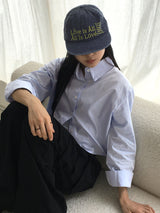 イズオールビンテージレタリングデニムキャンプキャップ