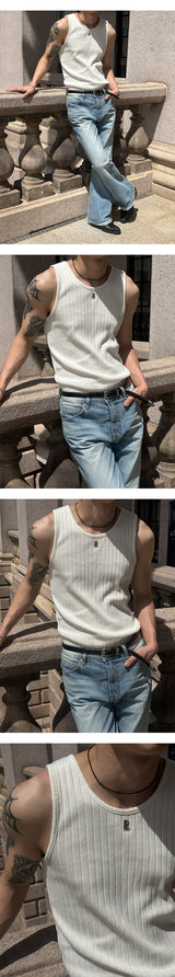 [S/S] High ribbed logo sleeveless(6color)