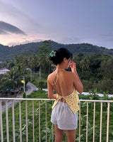 Flower Backless Bustier Blouse