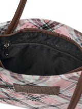 check mini velvet cross bag [pink]
