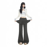 Layered Pleated Skirt Flare Pants