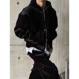 [SET UP가능] Velvet mink crop hood zip up