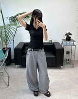 Lasso Eyelet Lettering Collar Tee