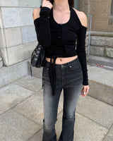 [MADE] Halter tie T - black