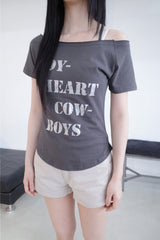 コイハートオフショルダーTシャツ（3color）