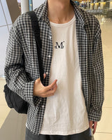 ラスチェックリネンシャツ