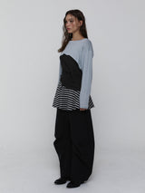 Striped Mini Skirt_Charcoal