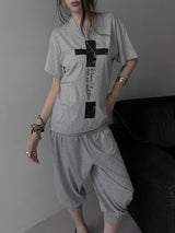 cross lettering crack T (3color)