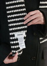 Striped Knit Muffler - Black