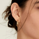 ミニマルラインノートフープリング925シルバーイヤリングE029-02G (Worn by Actress Lee Joo-woo)