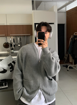 Mirei Two-way Pocket Acrylic Knitted Zip-Up Cardigan