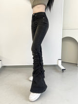1089. Shirring denim slim boots cut pt (2color)