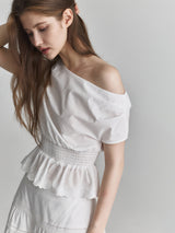 Lace tiered long skirt (Ivory)