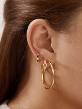 Black and White Triangle 925 Silver  + 14k gold plating Ring Earring E059-13G