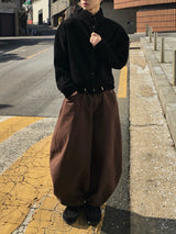 Vibrick Brown Balloon Wide Pants