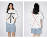 Two-sided fun print summer simple loose short-sleeved T-shirt