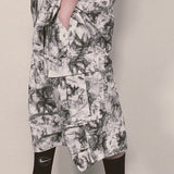 tiedye capri cargo shorts_white