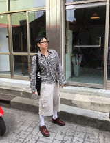 No.1827 GF リネンクロップチェックシャツ