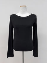 Boat Neck Tension Long Sleeve T-Shirt