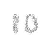 [worn by kim yuna nmixx kyujin] silver bezel bead curved huggie hoop rhodium plating + 925 silver earrings E066-08H