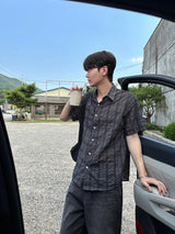 Linen check half shirts