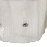 8287 Pierced Graffiti Logo Vintage Knit Sweater (White)