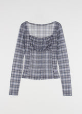 PLUMP CHECK SHIRRING TEE