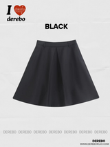 flare pintuck midi skirt